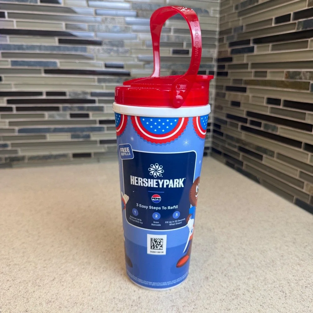 Hersheypark 2026 Souvenir Refillable Cup Tumbler w/ Handle USA 250th Anniversary